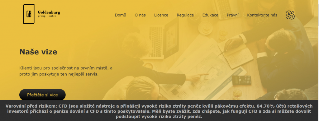 Webové stránky společnosti Goldenburg Group Limited