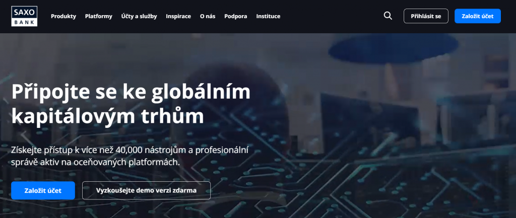 Webová stránka Saxo Bank