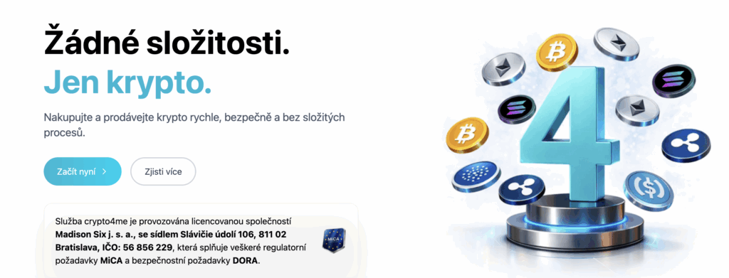 Platforma crypto4me Screenshot z webu
regulace MiCA