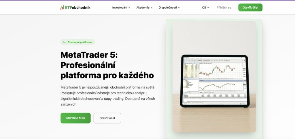 MetaTrader5 | Rozdílové smlouvy screenshot z webu